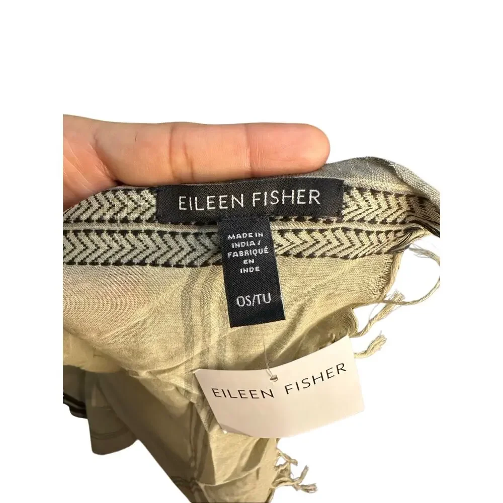 Eileen Fisher‎ Organic Cotton Natural Serape Wrap Scarf Brand New